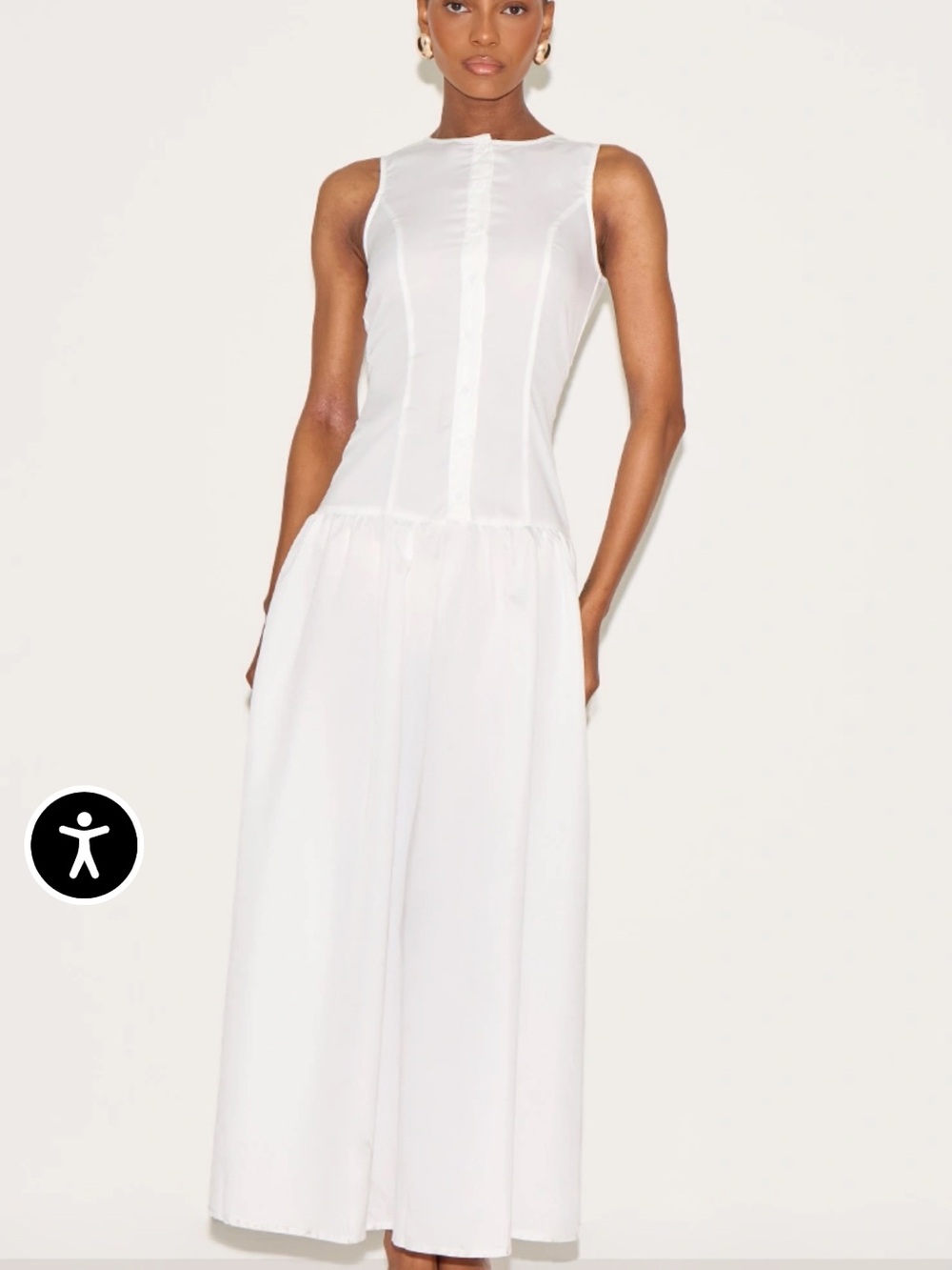 PrettyLittleThing White button down drop wasit maxi dress